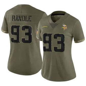 Women's John Randle Olive Limited 2022 Salute To Service Football Jersey