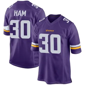 Youth C.J. Ham Purple Game Team Color Football Jersey